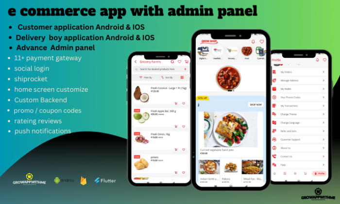 Grow Shop - single vender shop with admin panel ( customer and delivery boy app include )