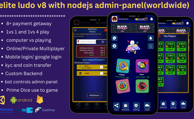 Elite Ludo v9 Real Money Earning Android App with admin panel