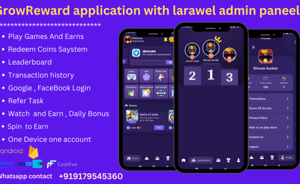 Grow rewards app with laravel admin panel download
